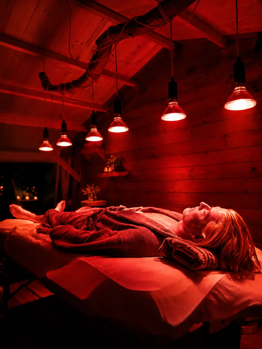 Warme ruimte voor lichaamsgerichte therapie met rood licht